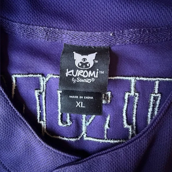 Sanrio Kuromi Jersey Purple Button Front Baseball Style Shirt, XL - Picture 6 of 9